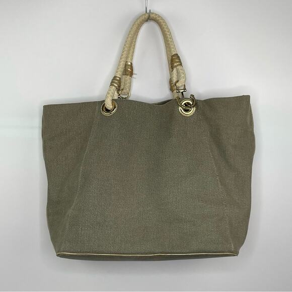 Michael Michael Kors Marina Grab Anchor oversized canvas taupe gold tote handbag - Picture 7 of 16